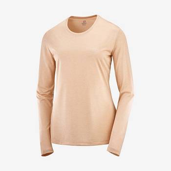 Beige Women's Salomon AGILE T Shirts | USA-N2093