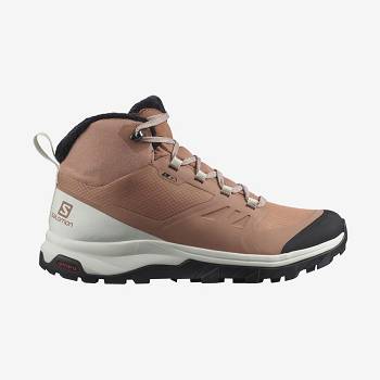 Beige Women's Salomon OUTSNAP CLIMASALOMON™ WATERPROOF Winter Boots | USA-S1450