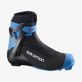 Black / Blue Men's Salomon S/LAB CARBON SKATE PROLINK Ski Boots | USA-O1922