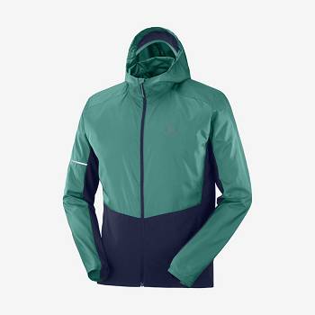 Black / Green Men's Salomon AGILE WIND Windbreaker | USA-W2980