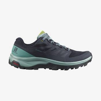 Black / Green Women's Salomon OUTLINE GORE-TEX Hiking Shoes | USA-M2434