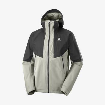 Black / Grey Men's Salomon OUTLINE GORE-TEX HYBRID Waterproof Jackets | USA-A1955