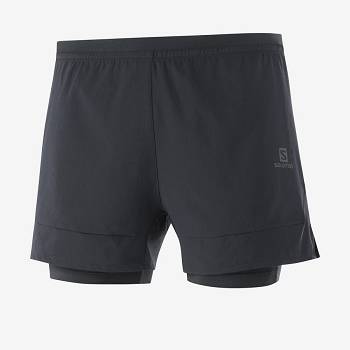 Black Men's Salomon CROSS 2IN1 Shorts | USA-O1105