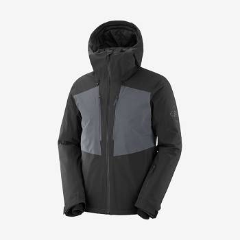 Black Men's Salomon HIGHLAND Ski Jackets | USA-A1969