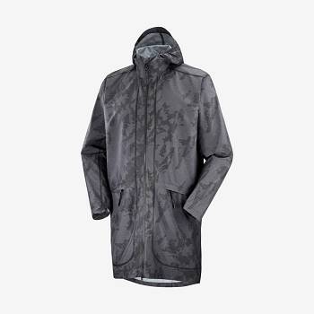 Black Men's Salomon OUTLIFE LONG PACKABLE Windbreaker | USA-S2108