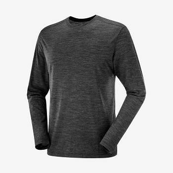 Black Men's Salomon OUTLIFE MERINO BLEND T Shirts | USA-S1184