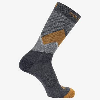 Black Men's Salomon OUTLINE CREW 2-PACK Socks | USA-M1489