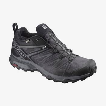 Black Men's Salomon X ULTRA 3 WIDE GORE-TEX Hiking Shoes | USA-N2030