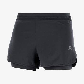 Black Women's Salomon CROSS 2IN1 Shorts | USA-W3510