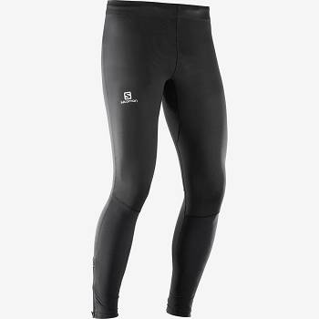 Black / Yellow Men's Salomon AGILE LONG Running Tights | USA-L1270