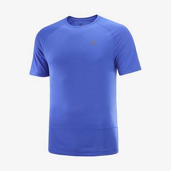 Blue Men's Salomon CROSS RUN T Shirts | USA-O2162