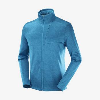 Blue Men's Salomon ESSENTIAL LIGHTWARM HEATHER Hoodie | USA-A1920