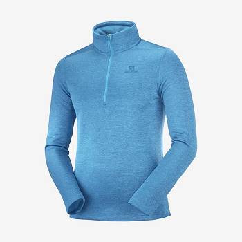 Blue Men's Salomon ESSENTIAL LIGHTWARM SEAMLESS Hoodie | USA-M2168