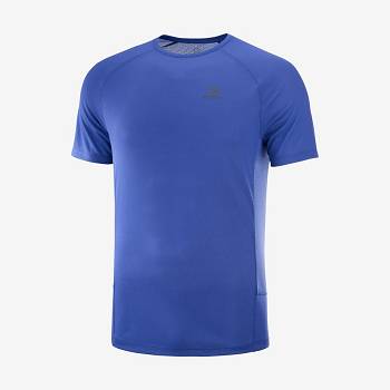 Blue Men's Salomon PROMO CROSS REBEL T Shirts | USA-S1072