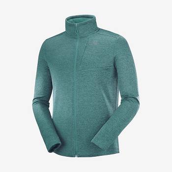 Green Men's Salomon ESSENTIAL LIGHTWARM HEATHER Hoodie | USA-O1364