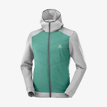 Green Men's Salomon ESSENTIAL XWARM HYBRID Hoodie | USA-M1636