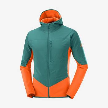 Green Men's Salomon OUTLINE WARM HYBRID Hoodie | USA-S2416