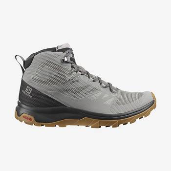 Grey / Black Men's Salomon OUTLINE MID GORE-TEX Hiking Boots | USA-M1755