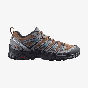 Grey / Brown Men's Salomon X ULTRA PIONEER Hiking Shoes | USA-O2554