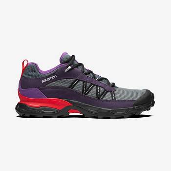 Grey / Purple Women's Salomon SHELTER LOW LEATHER Sneakers | USA-A2032