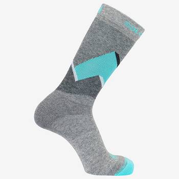 Grey / Turquoise Women's Salomon OUTLINE CREW 2-PACK Socks | USA-L1424