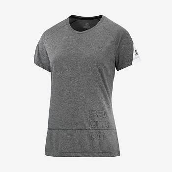 Grey Women's Salomon CROSS RUN GRAPHIC T Shirts | USA-N2233