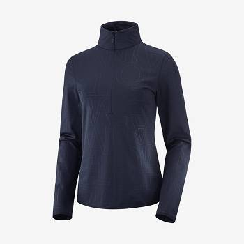 Navy / Blue Women's Salomon ESSENTIAL LIGHTWARM Hoodie | USA-S1338