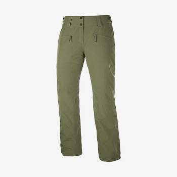 Olive Women's Salomon EDGE Ski Pants | USA-O1565