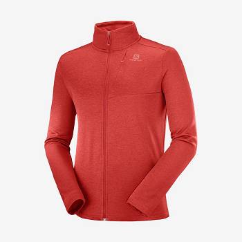 Red Men's Salomon ESSENTIAL LIGHTWARM HEATHER Hoodie | USA-A2459