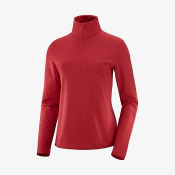 Red Women's Salomon ESSENTIAL LIGHTWARM Hoodie | USA-W4050