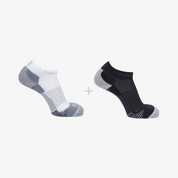 White / Black Men's Salomon SPEEDCROSS 2-PACK Socks | USA-L2005