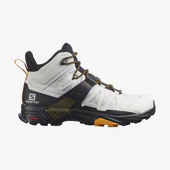 White / Black Men's Salomon X ULTRA 4 MID GORE-TEX Hiking Boots | USA-M2098