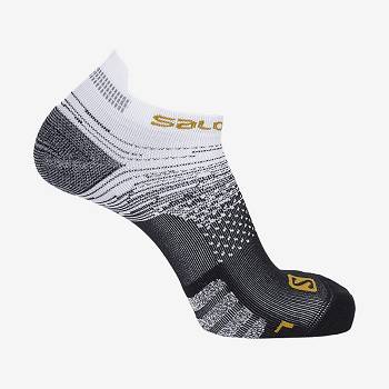 White / Grey Men's Salomon PREDICT LOW Socks | USA-W1120