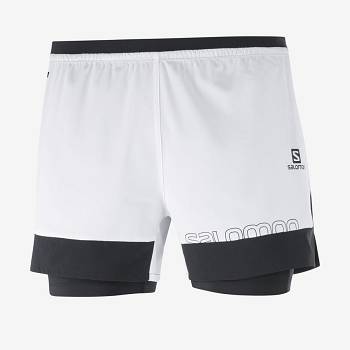 White Men's Salomon CROSS 2IN1 Shorts | USA-M1524