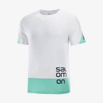 White Men's Salomon CROSS RUN GRAPHIC T Shirts | USA-O1616