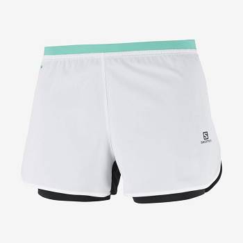 White Women's Salomon CROSS 2IN1 Shorts | USA-O1012