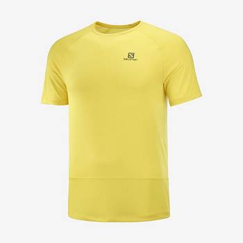 Yellow Men's Salomon CROSS RUN T Shirts | USA-L2159